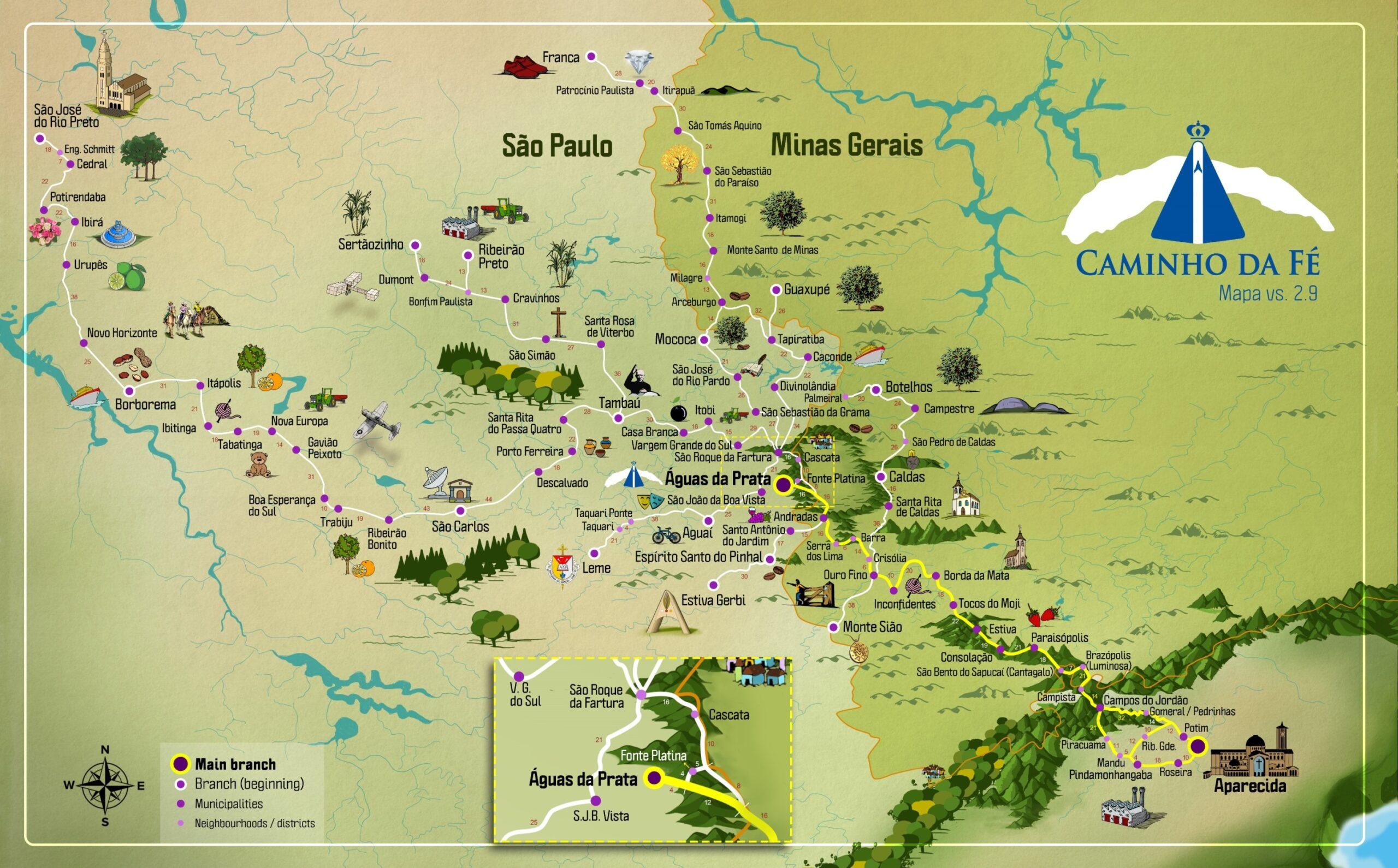 Mapa Caminho da Fé